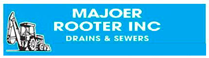 Majoer Rooter Inc. logo and cell phone menu